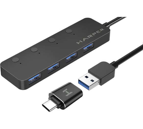USB концентратор Harper HUB-04MB Black H00003293