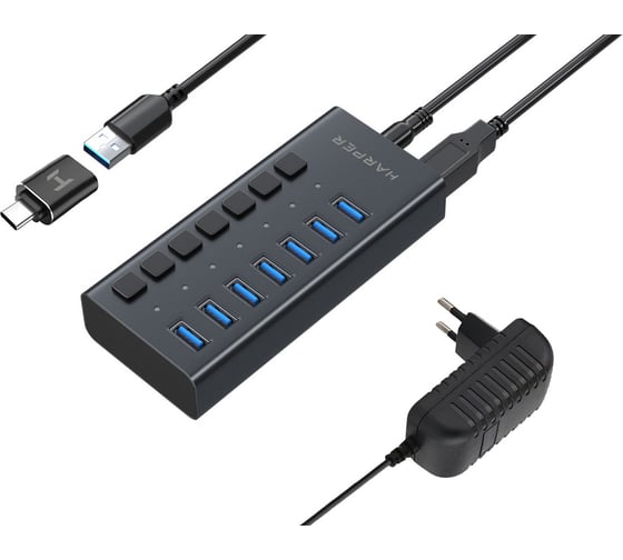 USB концентратор Harper HUB-07MB Black H00003295