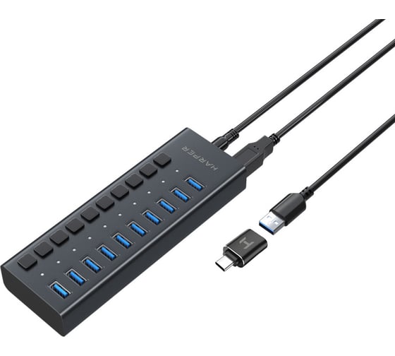 USB концентратор Harper HUB-10MB Black H00003294 1