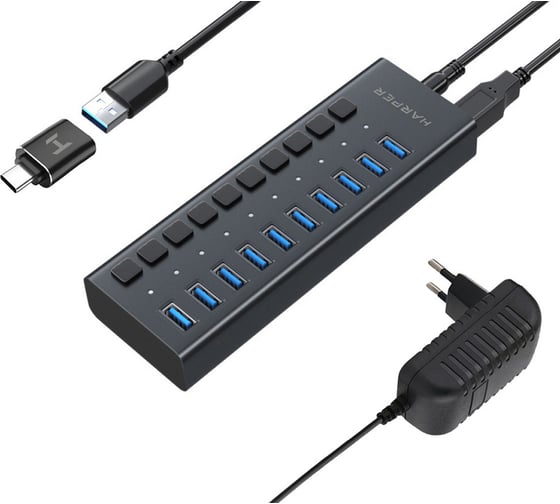 USB концентратор Harper HUB-10MB Black H00003294