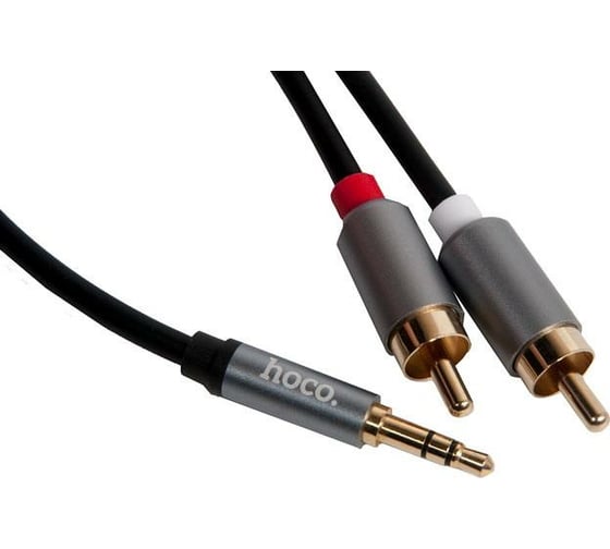 Аудиокабель Hoco UPA10 2xRCA - jack 3.5mm, 1.5м, серый 901424