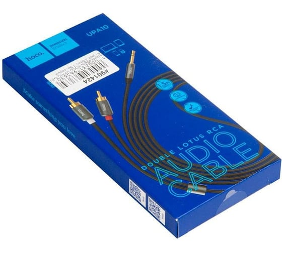 Аудиокабель Hoco UPA10 2xRCA - jack 3.5mm, 1.5м, серый 901424