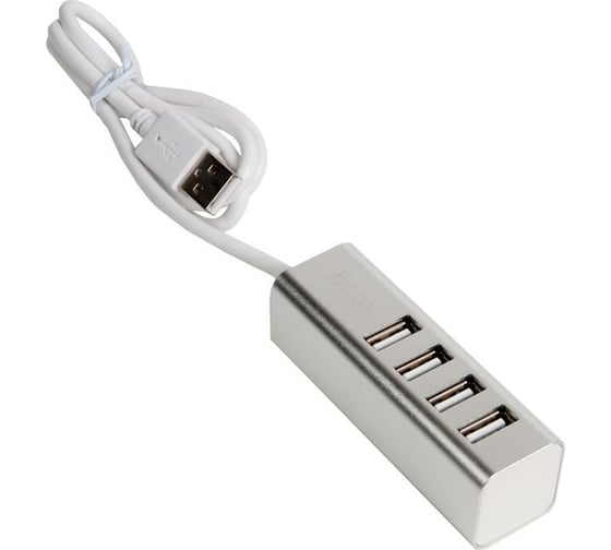 Переходник разветвитель Hoco HB1 USB - 4USB USB 2.0 - 480 Мбит/с, 0.8 м, серебро 878507