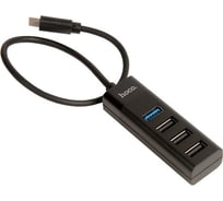 Переходник разветвитель Hoco HB25 Easy Mix, Type-C - 1хUSB3.0 + 3хUSB2.0, черный 878510