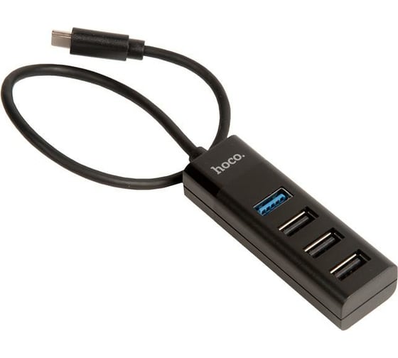 Переходник разветвитель Hoco HB25 Easy Mix, Type-C - 1хUSB3.0 + 3хUSB2.0, черный 878510