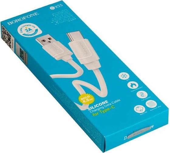 Кабель USB Borofone BX55 для Type-C, 3.0A, длина 1м, белый 903273
