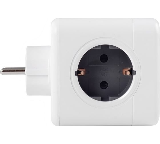 Разветвитель ROCKETSOCKET Cube Original 4 Euro 16A, 3 USB 2A+C с блоком 5В/3.0А  цвет серый GN1205