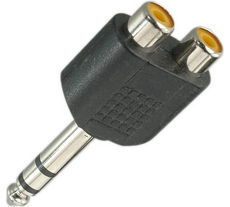 Переход 6.35мм штекер стерео - 2 x RCA гнездо Pro Legend пластик, PL2276