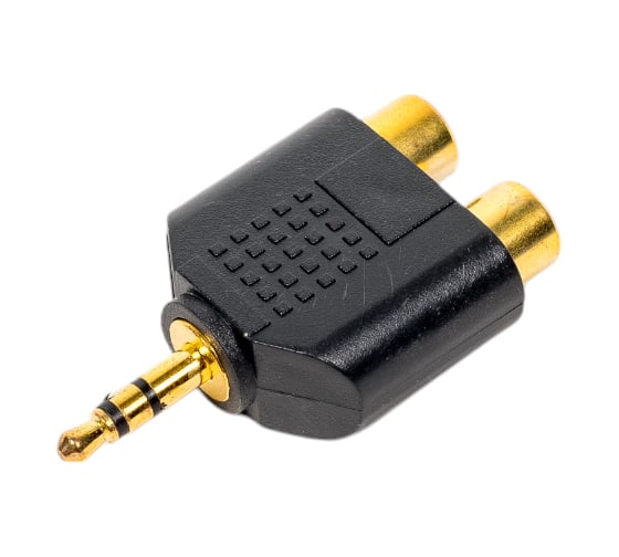 Переход 3.5мм штекер стерео - 2 x RCA гнездо Pro Legend пластик Gold, Gold, PL2267