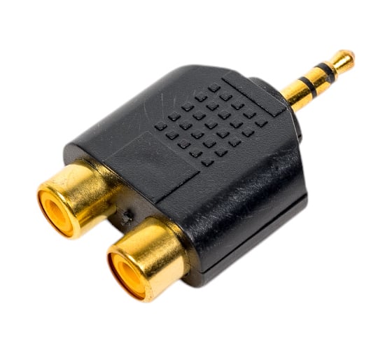 Переход 3.5мм штекер стерео - 2 x RCA гнездо Pro Legend пластик Gold, Gold, PL2267