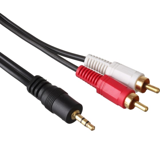 Аудио кабель ExeGate EX-CCA-458-5.0 3.5mm Jack M 2xRCA M, 5м, позолоченные контакты 225928