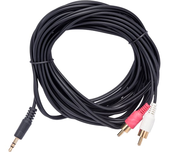Аудио кабель ExeGate EX-CCA-458-5.0 3.5mm Jack M 2xRCA M, 5м, позолоченные контакты 225928