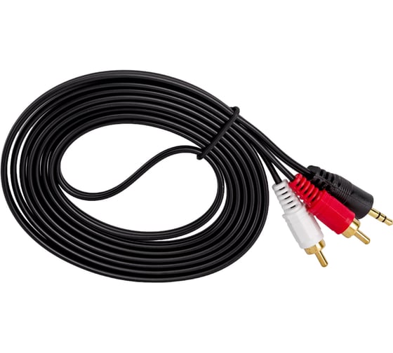 Аудио кабель ExeGate EX-CCA-458-2.0 3.5mm Jack M 2xRCA M, 2м, позолоченные контакты 225927