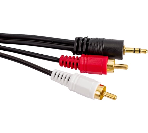 Аудио кабель ExeGate EX-CCA-458-2.0 3.5mm Jack M 2xRCA M, 2м, позолоченные контакты 225927