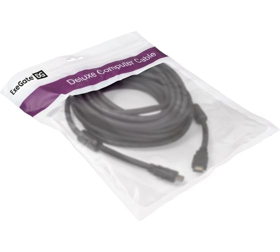 Кабель ExeGate HDMI EX-CC-HDMI2-10.0F 19M 19M, v2.0, 10м, 4K UHD, Ethernet, ферритовые кольца, 287726