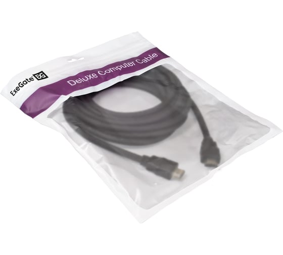 Кабель ExeGate HDMI EX-CC-HDMI2-5.0 19M 19M, v2.0, 5м, 4K UHD, Ethernet, позолоченные контакты 287732