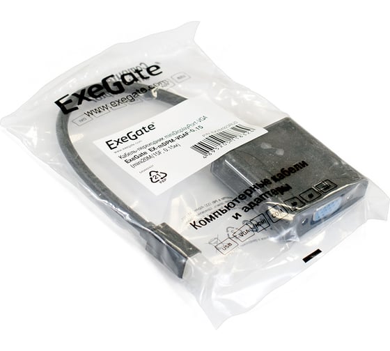 Кабель-переходник ExeGate miniDisplayPort-VGA EX-mDPM-VGAF-0.15 mini20M 15F, 0,15м 284923