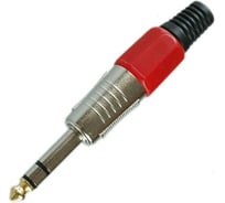 Разъем аудио Pro Legend 6.35мм штекер стерео металл цанга на кабель, красный PL2134