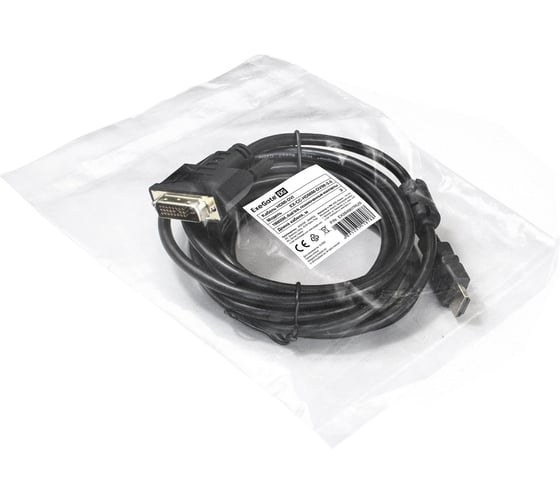 Кабель ExeGate HDMI-DVI EX-CC-HDMIM-DVIM-2.0 19M 25M, dual link, 2 фильтра, 2м, позолоченные контакты 284906
