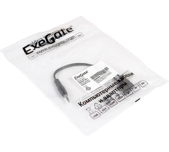 Кабель-разветвитель аудио ExeGate EX-CCA-415-0.3 3.5mm Jack M 2x3.5mm Jack F, 0,3м 284946