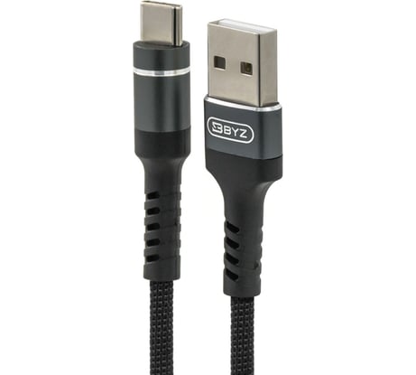 USB-кабель BYZ am-type-c 1.2 метра, 5a, нейлон, черный 23750-BC-025tBK