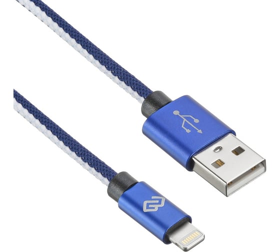 Кабель DIGMA LIGHT-1.2M-BL USB (m)-Lightning (m), 1,2 метра, синий, 1 штука в упаковке 1080345 1