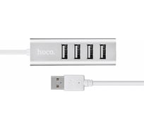 Концентратор Hoco HB1, 4xUSB, серебристый, 6957531038146