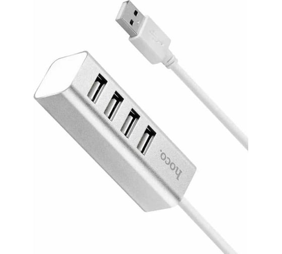Концентратор Hoco HB1, 4xUSB, серебристый, 6957531038146