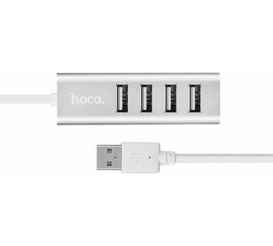 Концентратор Hoco HB1, 4xUSB, серебристый, 6957531038146