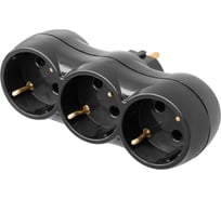 3-местный разветвитель Bylectrica, прямой с заземлением, РВ16-375 черный