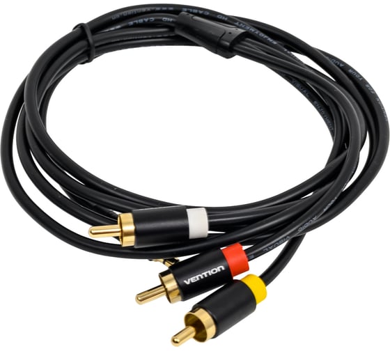 Кабель VENTION аудио Jack 3,5 mm M/3RCA M - 1.5м Чёрный VAB-R07-B150
