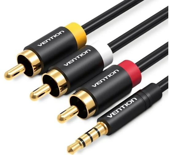 Кабель VENTION аудио Jack 3,5 mm M/3RCA M - 1.5м Чёрный VAB-R07-B150 1