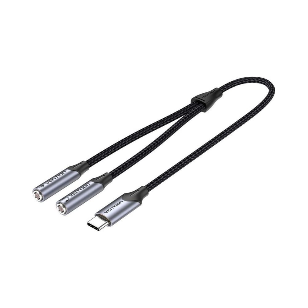 Гибкий переходник-разветвитель vention usb-c m/jack 3.5 mm f x 2 (аудио+микрофон) - 0.3м bgphy