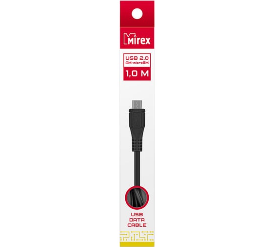 Соединительный кабель USB 2.0 Mirex AM-microBM 1 метр, двойной экран, в коробке 13700-UMCR10BK