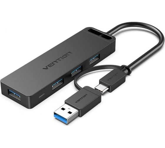 Концентратор VENTION OTG USB-C+USB 3.0 / 4xUSB 3.0 порта Черный - 0.15м. CHTBB