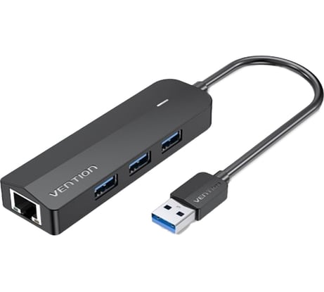 Сетевой адаптер VENTION USB 3.0 M/Gigabit Ethernet RJ45 F+OTG хаб на 3 порта Черный 0.15 м CHNBB
