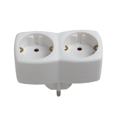 Адаптер, два гнезда, с заземлением, белый Electraline 55072