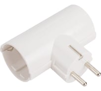 Адаптер Т-образный, два гнезда, 16A, с заземлением, белый Electraline 55071