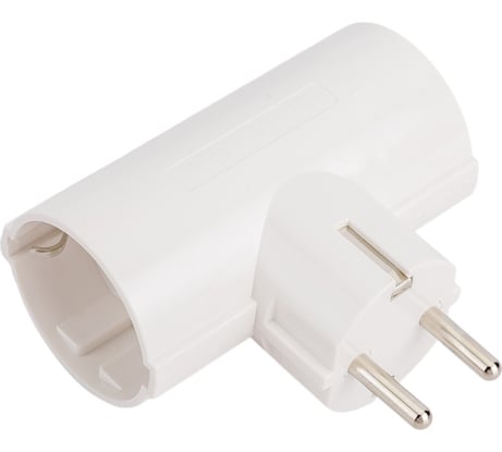 Адаптер Т-образный, два гнезда, 16A, с заземлением, белый Electraline 55071