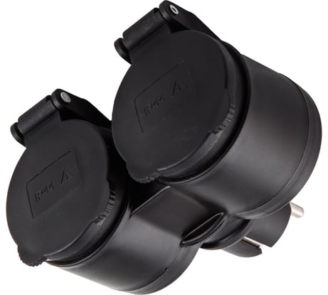 Наружный адаптер, два гнезда, IP44, черный Electraline 55074
