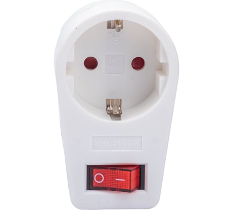 Адаптер, одно гнездо, 16A, с землей, выключатель, белый Electraline 55073