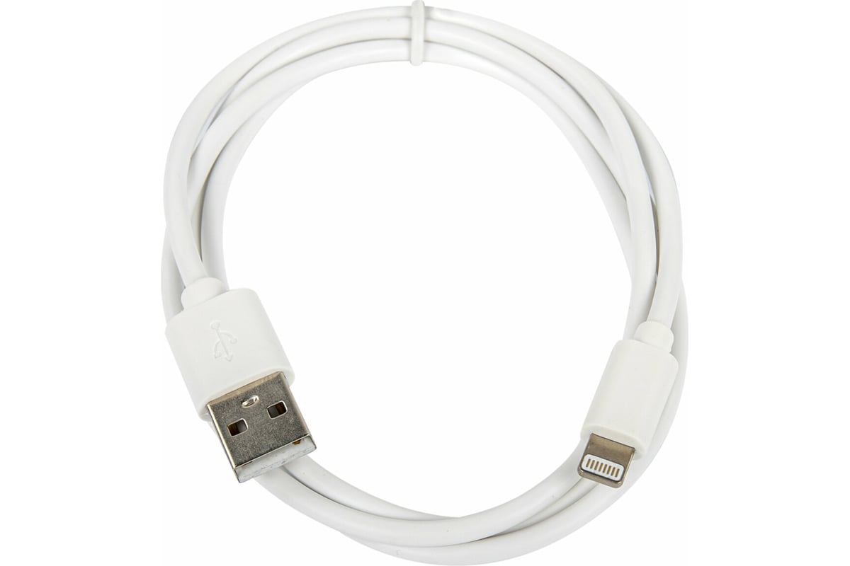 Кабель Usb 2.0-Lightning SONNEN белый 1 м, медь, для передачи данных и  зарядки iPhone/iPad, 513559