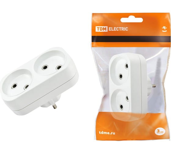 Блок на 2 гнезда TDM ELECTRIC 2П б/з плоский 6А 250B SQ1806-0025 1
