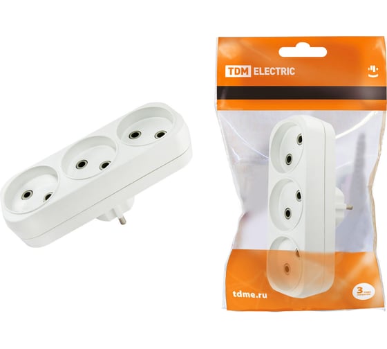Блок на 3 гнезда TDM ELECTRIC 2П б/з плоский 6А 250B SQ1806-0027