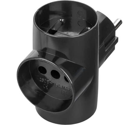 Тройник TDM ELECTRIC 3х2П 16А 250B черный SQ1806-0042