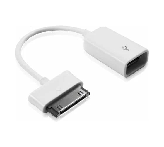Гибкий адаптер-переходник GCR OTG USB 2.0 для Samsung Galaxy Tab, M/F, белый, Premium , VIVGTIC02-W 1