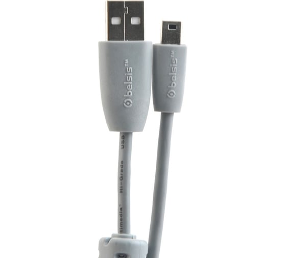 Мультимедийный кабель USB2.0 A вилка - Mini USB 5P с ф/фильтром вилка, 1.8м Belsis BW1420 1