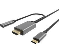 Кабель-адаптер VCOM USB 3.1 Type-C/m - HDMI A/m, 4K@60Hz, 1.8m, PD, Alum Shell, CU423MCPD-1.8M