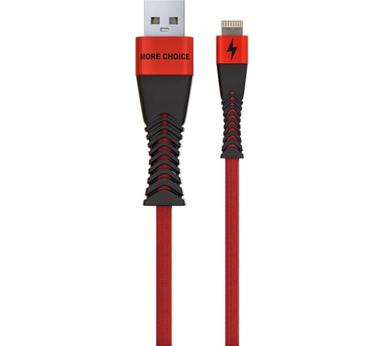 Дата-кабель More Choice Smart USB 2.4A для Lightning 8-pin нейлон 1м K41Si Red Black 1