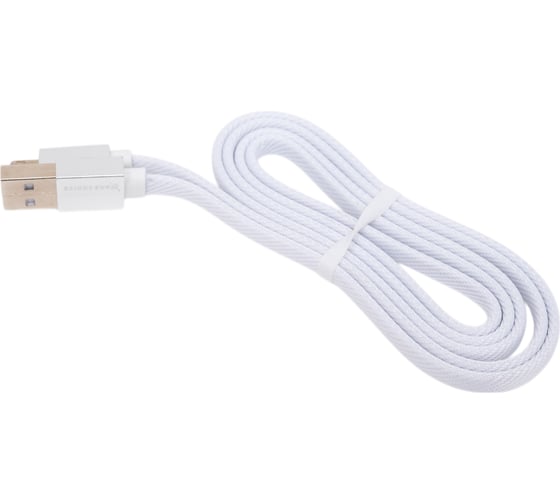 Дата-кабель More Choice USB 2.1A для Lightning 8-pin плоский нейлон 1м K20i White